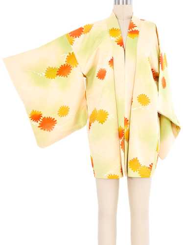 Ivory Watercolor Flower Motif Kimono