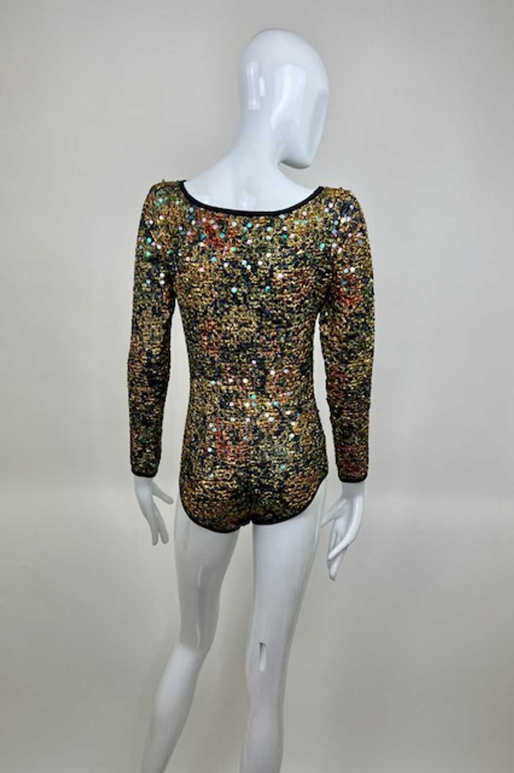 Helen Storey 90s Smocked Gold Lurex Sequinned Bod… - image 2