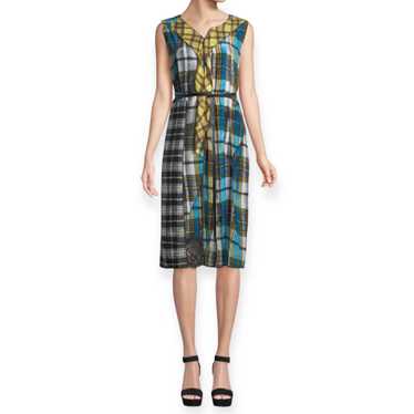 MARC JACOBS Sleeveless Pleated Front Panel Plaid … - image 1