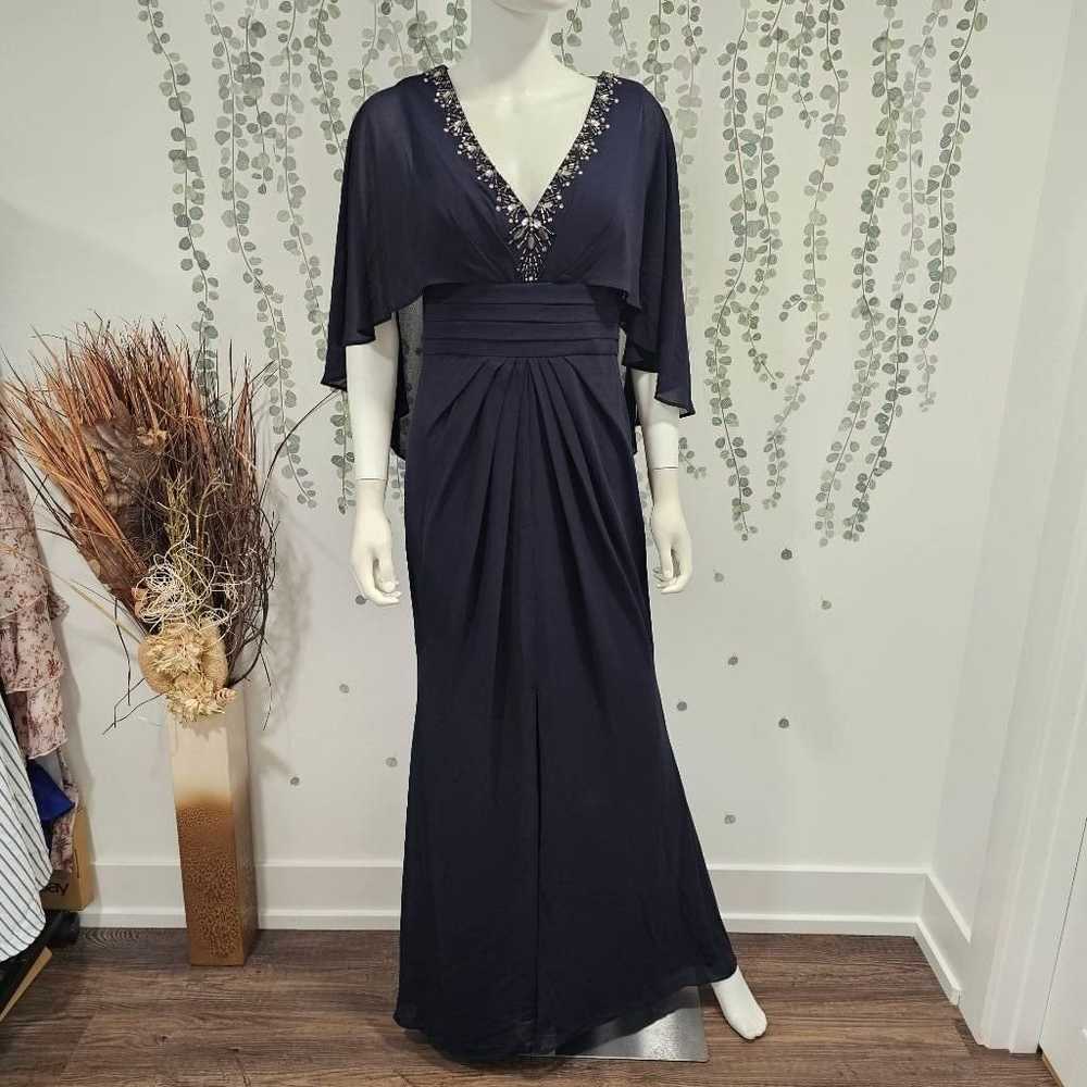 NWOT Vince Camuto Blue Beaded Cape Sleeve Gown Si… - image 2