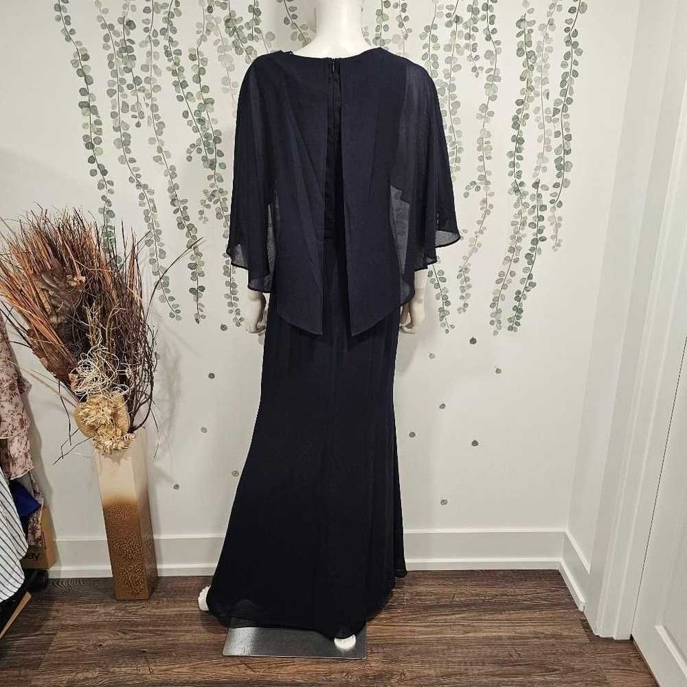 NWOT Vince Camuto Blue Beaded Cape Sleeve Gown Si… - image 7