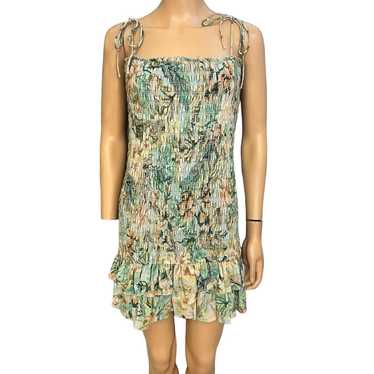 Significant Other Smocked Mini Dress Floral Tied S