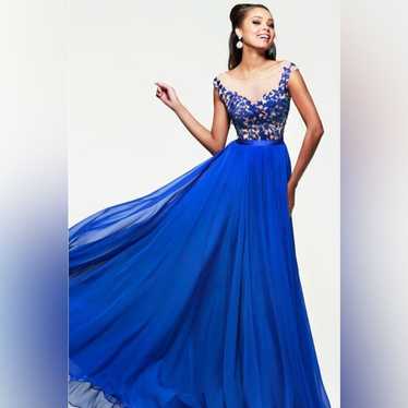 Sherri Hill Blue Sleeveless Sequin Gown Size 4
