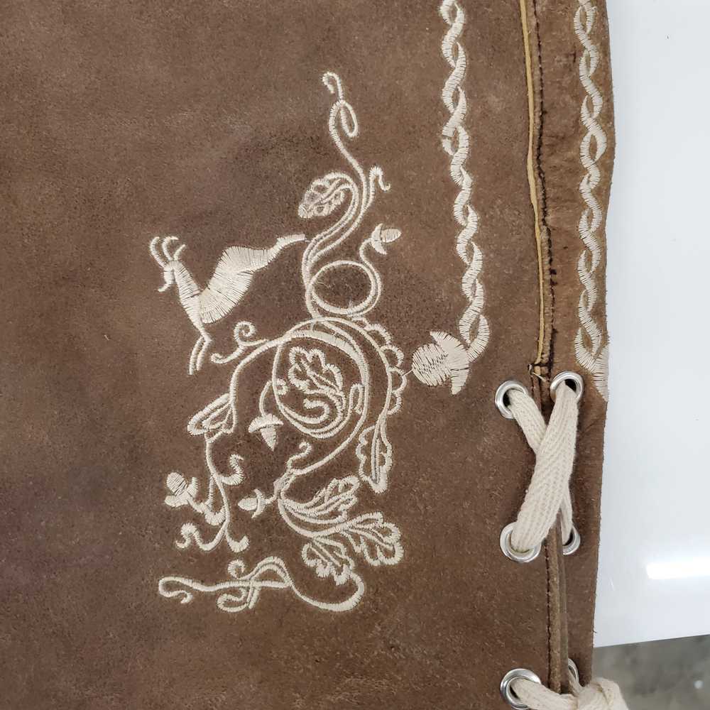 Lederhosen Embroidered Bavarian Brown Leather Tra… - image 5