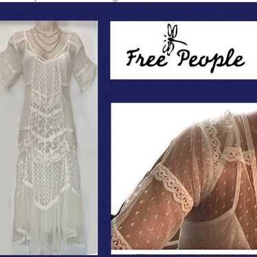 Vintage Free People Ivory/White Lace Maxi Dress We