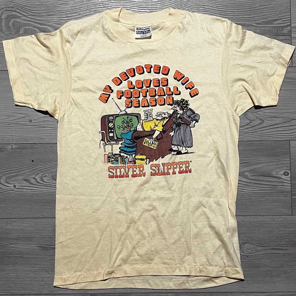 Vintage Silver Slipper TShirt "My Devoted Wife Lo… - image 1