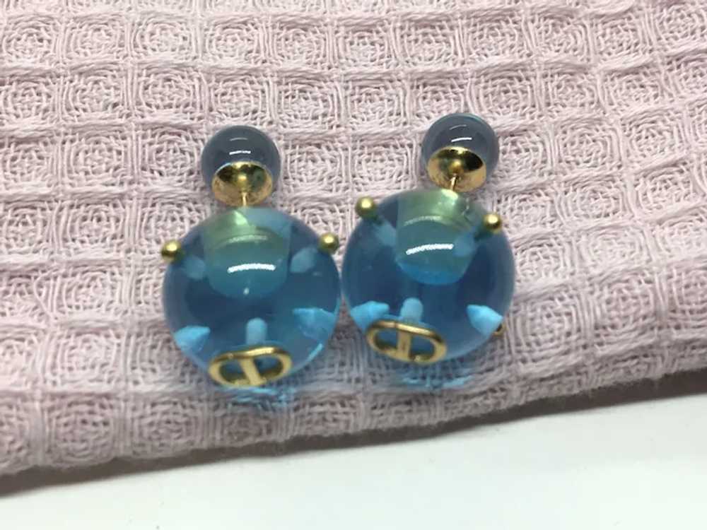 Dior Tribales Earrings Blue Resin CD - image 3