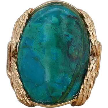 Brass Gold Filled Oval Chrysocolla Statement Ring