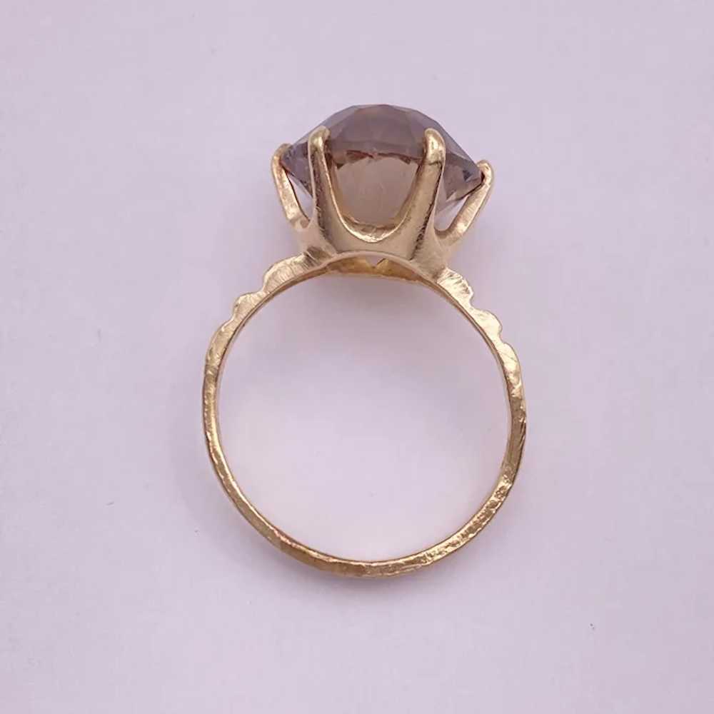 Round Smoky Quartz Solitaire Ring 14K Gold 9.50 C… - image 7