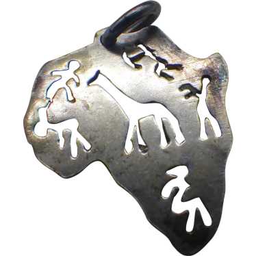 Symbolic Sterling Africa Pendant, Unique Artist H… - image 1