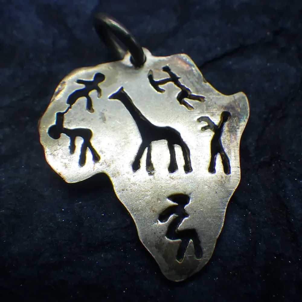 Symbolic Sterling Africa Pendant, Unique Artist H… - image 4