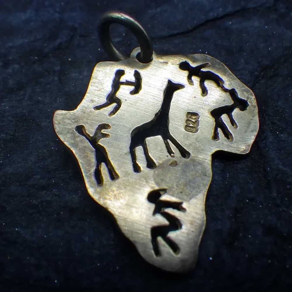 Symbolic Sterling Africa Pendant, Unique Artist H… - image 5