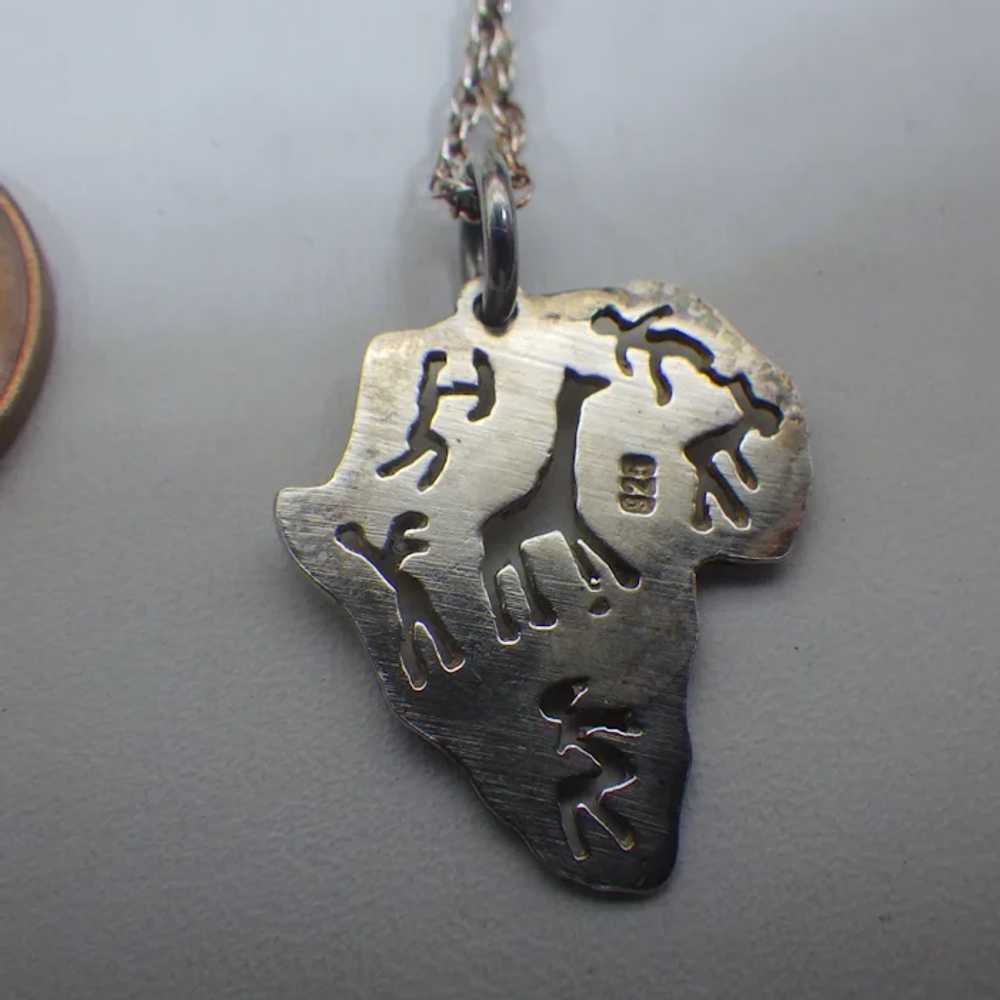 Symbolic Sterling Africa Pendant, Unique Artist H… - image 8