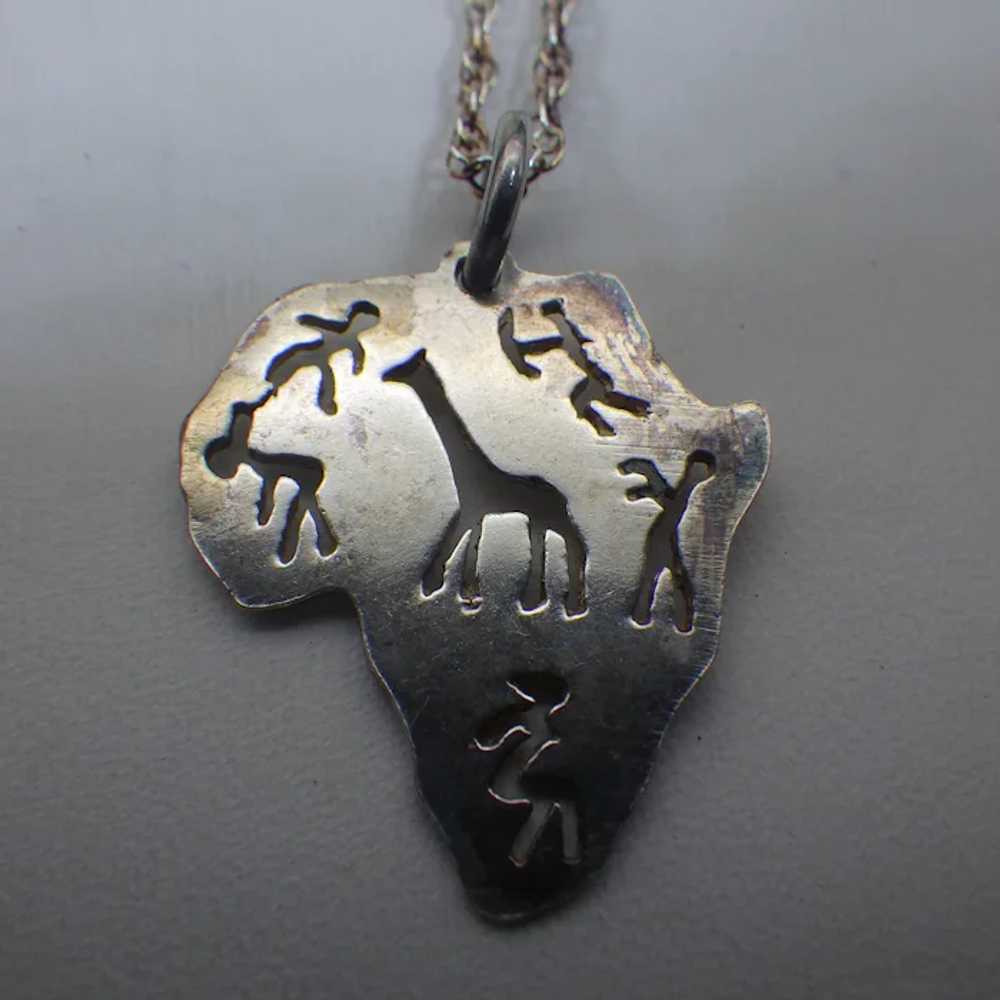 Symbolic Sterling Africa Pendant, Unique Artist H… - image 9