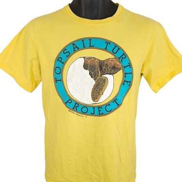 Vintage Sea Turtle T Shirt Mens Size Small Yellow… - image 1
