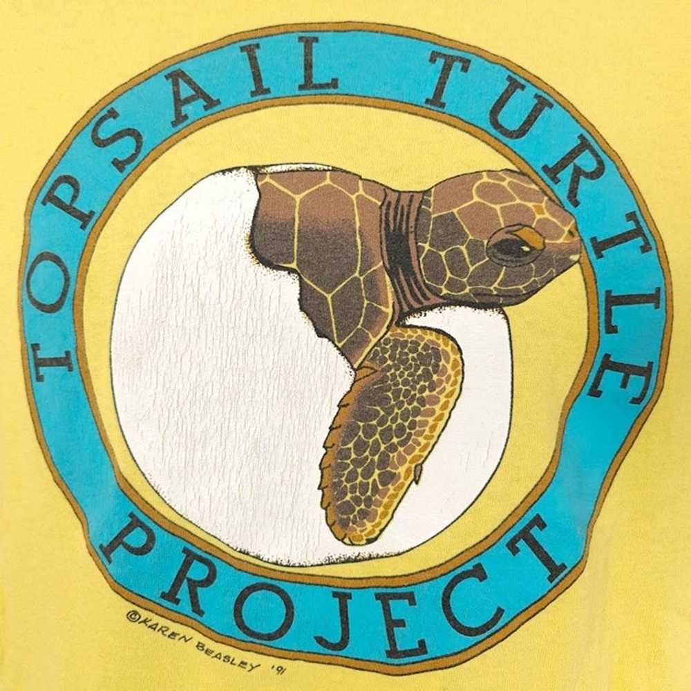 Vintage Sea Turtle T Shirt Mens Size Small Yellow… - image 2