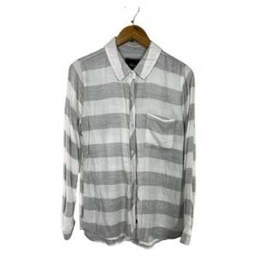Rails Grey And White Stripe Rayon Button Down Shi… - image 1