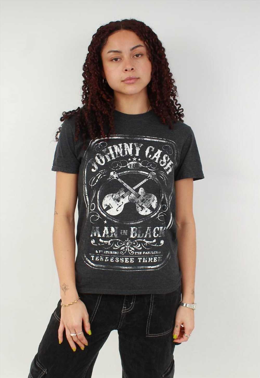 "Vintage johnny cash grey graphic t shirt - image 1