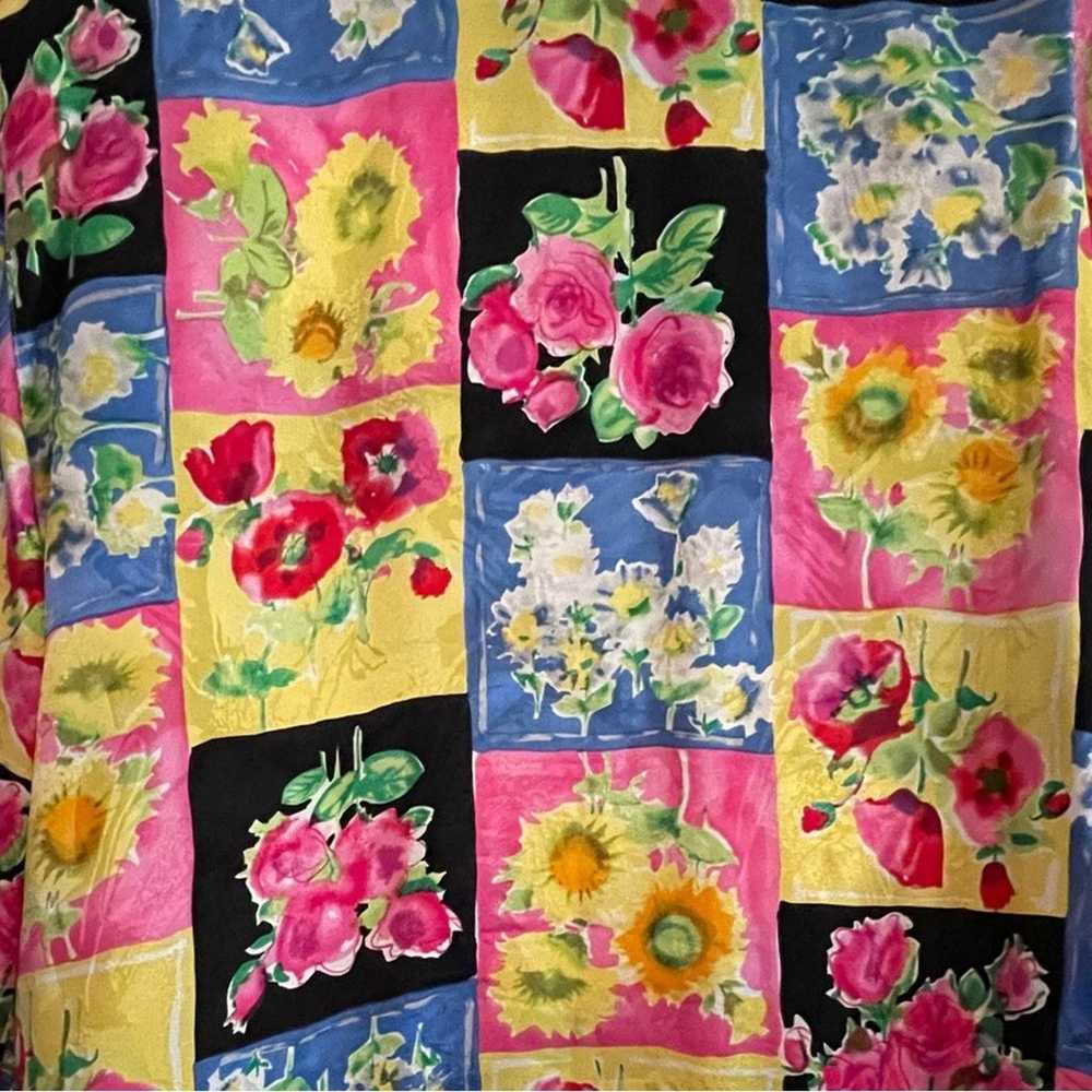 Corey B 80s Silk Floral Patchwork Button Front Lo… - image 10