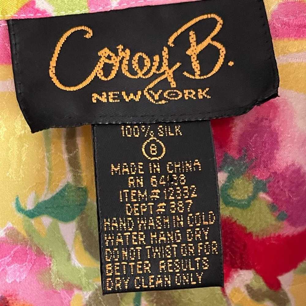 Corey B 80s Silk Floral Patchwork Button Front Lo… - image 7