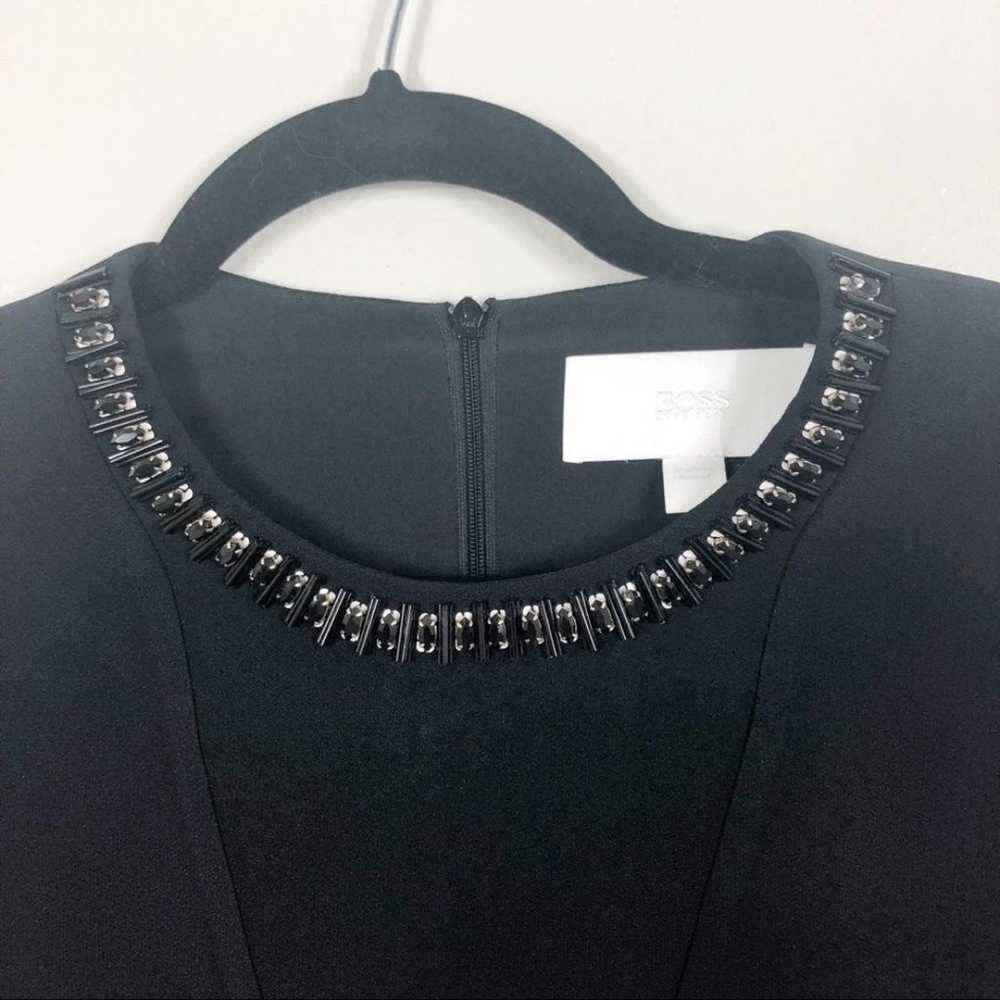 Hugo Boss Black Embellished Neck Dress Top Size 12 - image 3