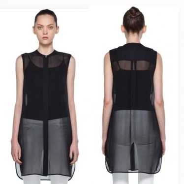 VINCE Silk Sheer Top Womens Size L Black Sleevele… - image 1