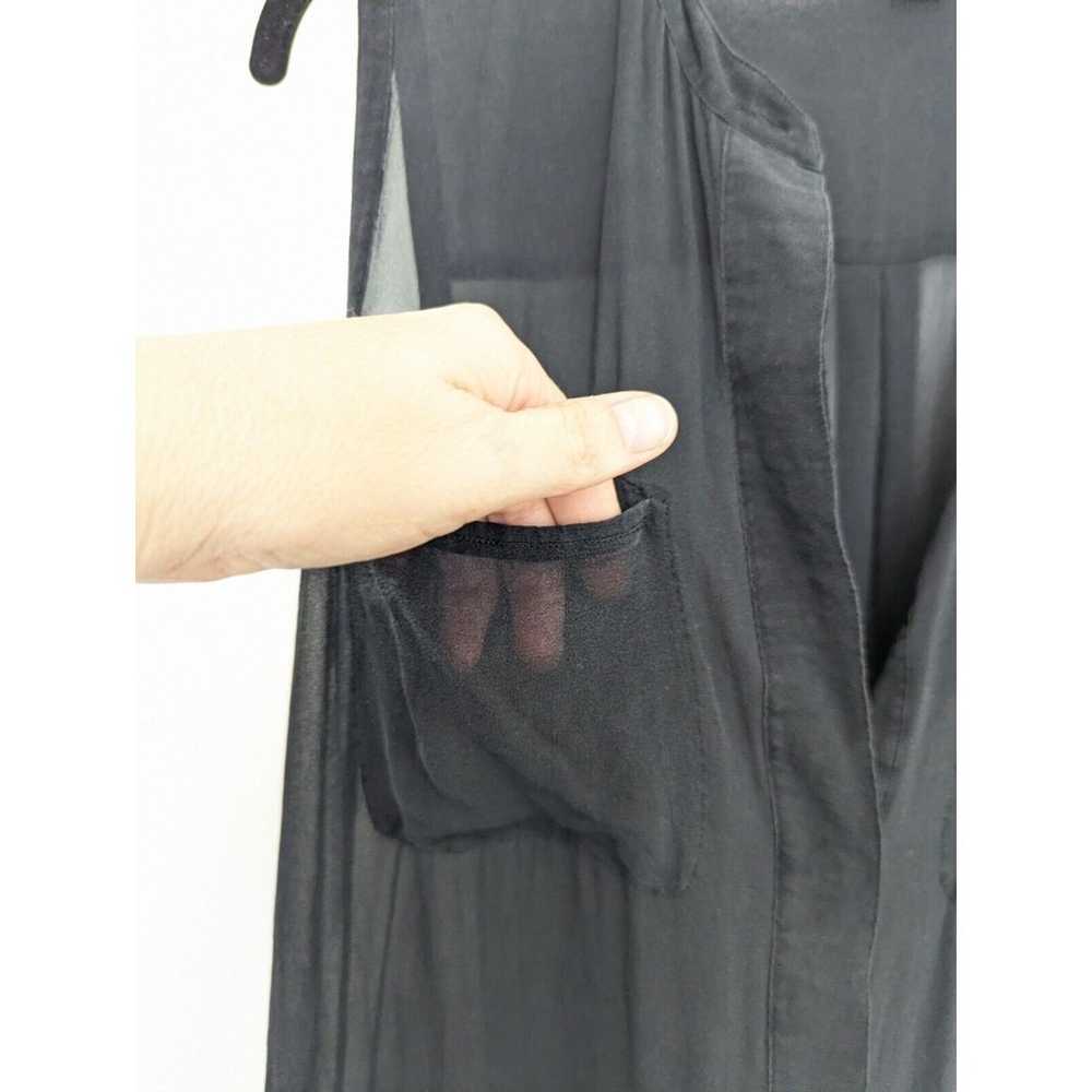 VINCE Silk Sheer Top Womens Size L Black Sleevele… - image 6