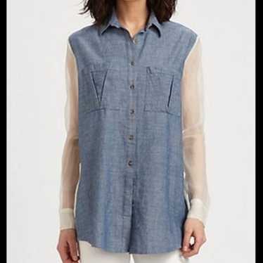Elizabeth and James Chambray and Silk Button Down 