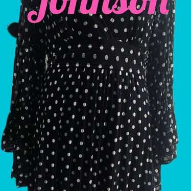 Betsey Johnson Sheer Bell Sleeve Ruffle Polkadot D