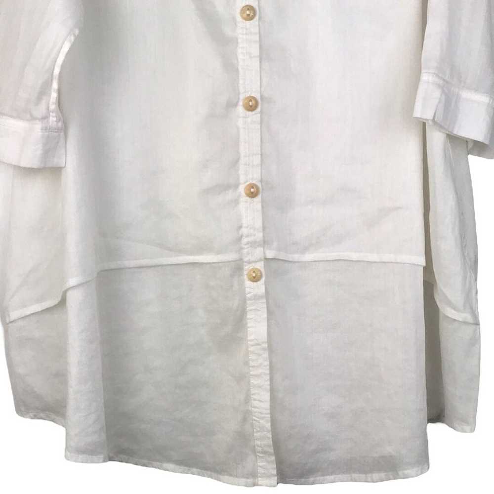 Cheyenne 100% Linen Tunic Top Button Front White … - image 3