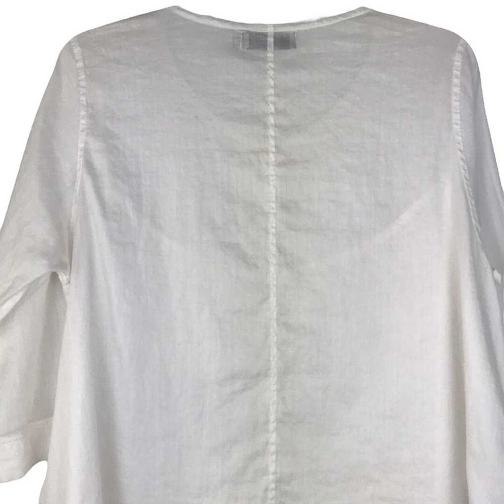 Cheyenne 100% Linen Tunic Top Button Front White … - image 7