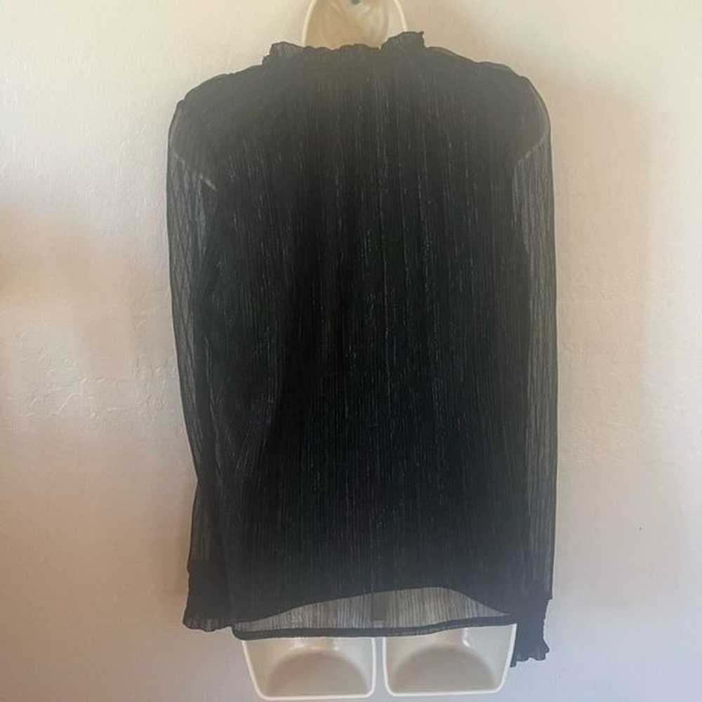 Joie Metallic split neck sheer sleeve blouse size… - image 5