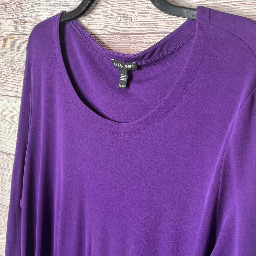Eileen Fisher 100% Silk Purple Long Sleeve Knit A… - image 4
