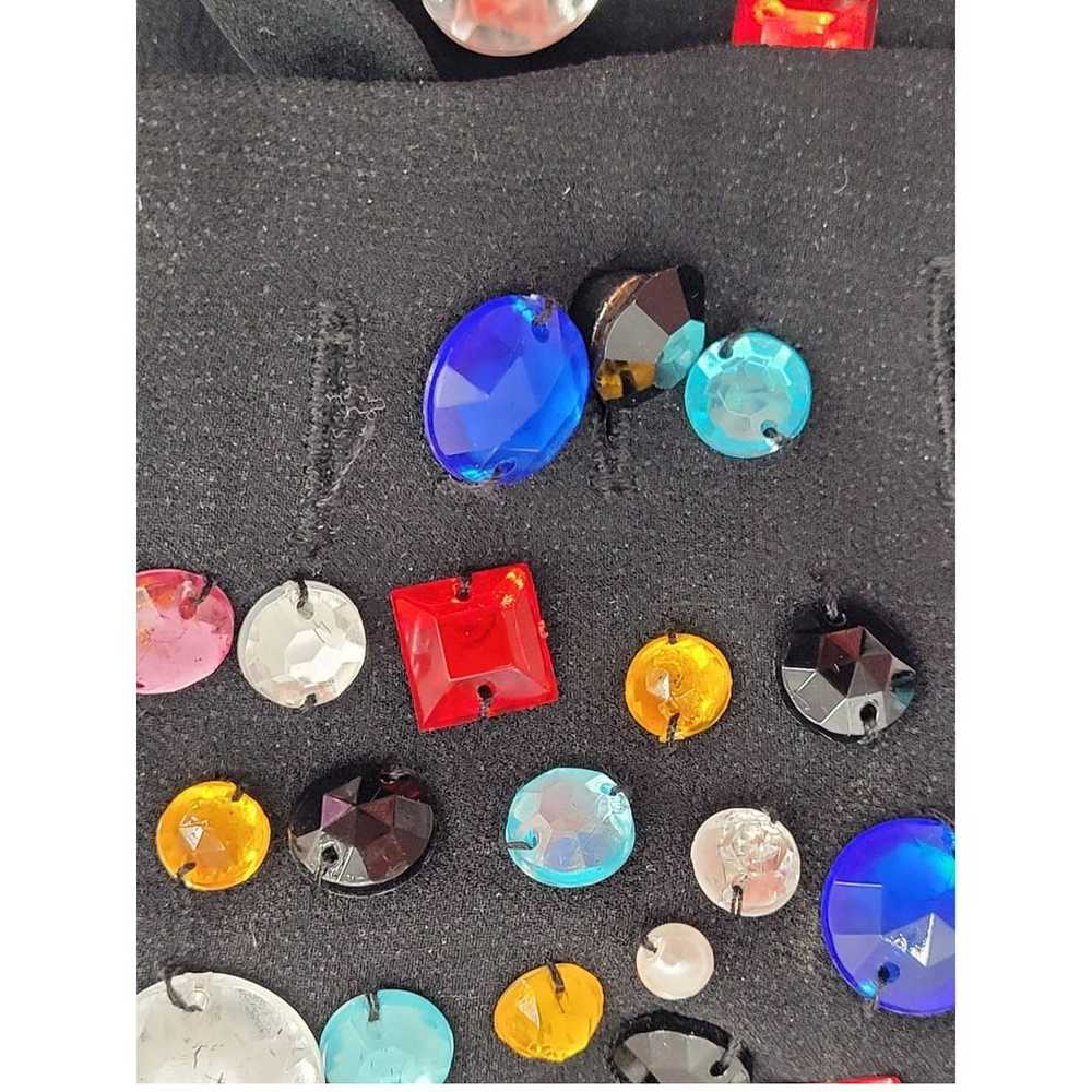 Vintage Sheri Bodell Black Silk Multicolor Gems j… - image 10