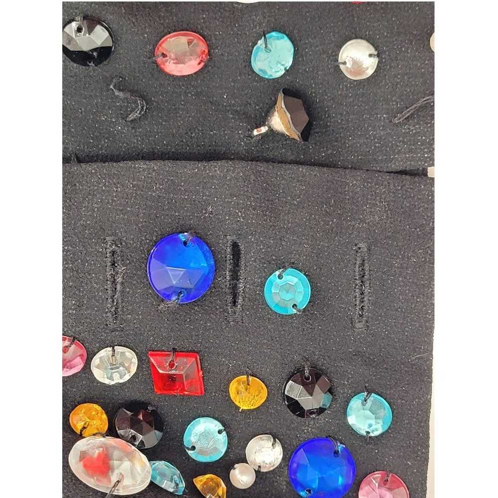 Vintage Sheri Bodell Black Silk Multicolor Gems j… - image 11