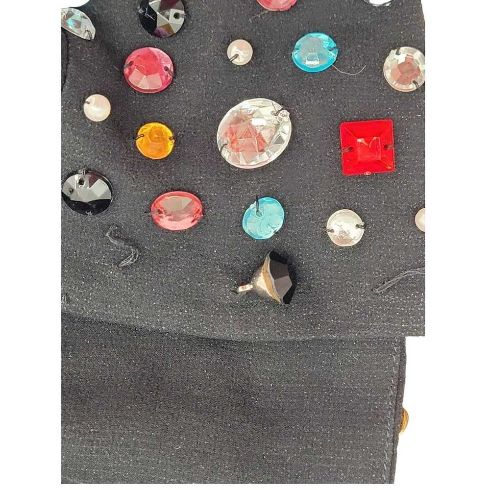 Vintage Sheri Bodell Black Silk Multicolor Gems j… - image 12