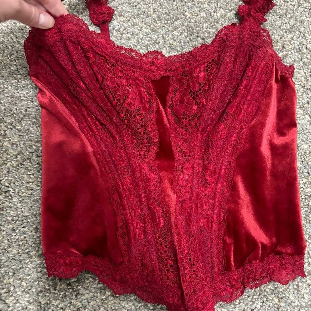 Y2k velvet velour lace red Victoria’s Secret bust… - image 3