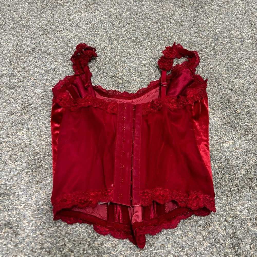 Y2k velvet velour lace red Victoria’s Secret bust… - image 4