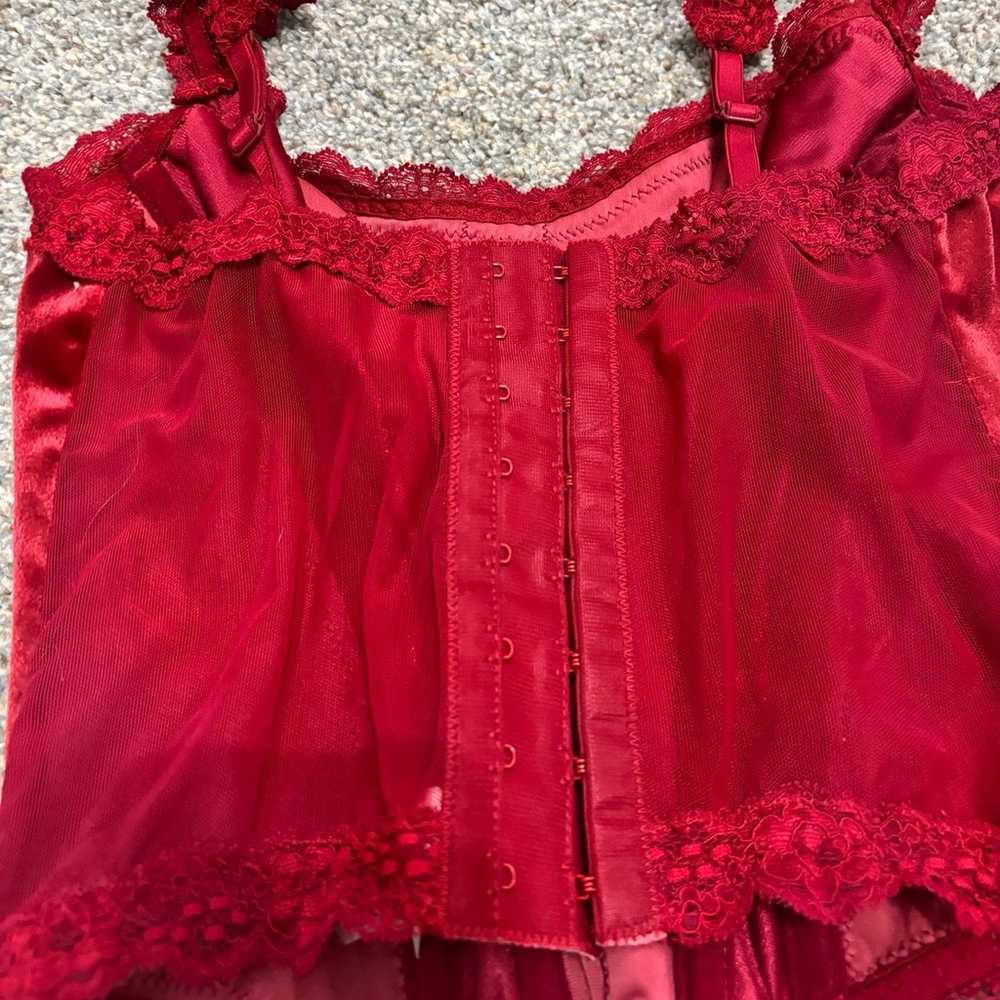 Y2k velvet velour lace red Victoria’s Secret bust… - image 5