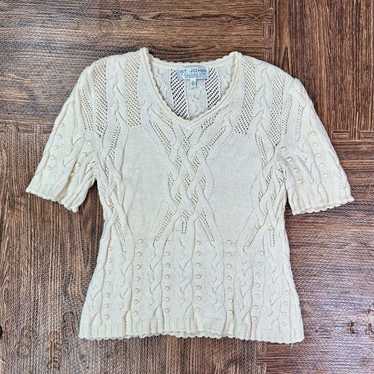 Vintage St. John Cream Knit Sweater Blouse Top Co… - image 1