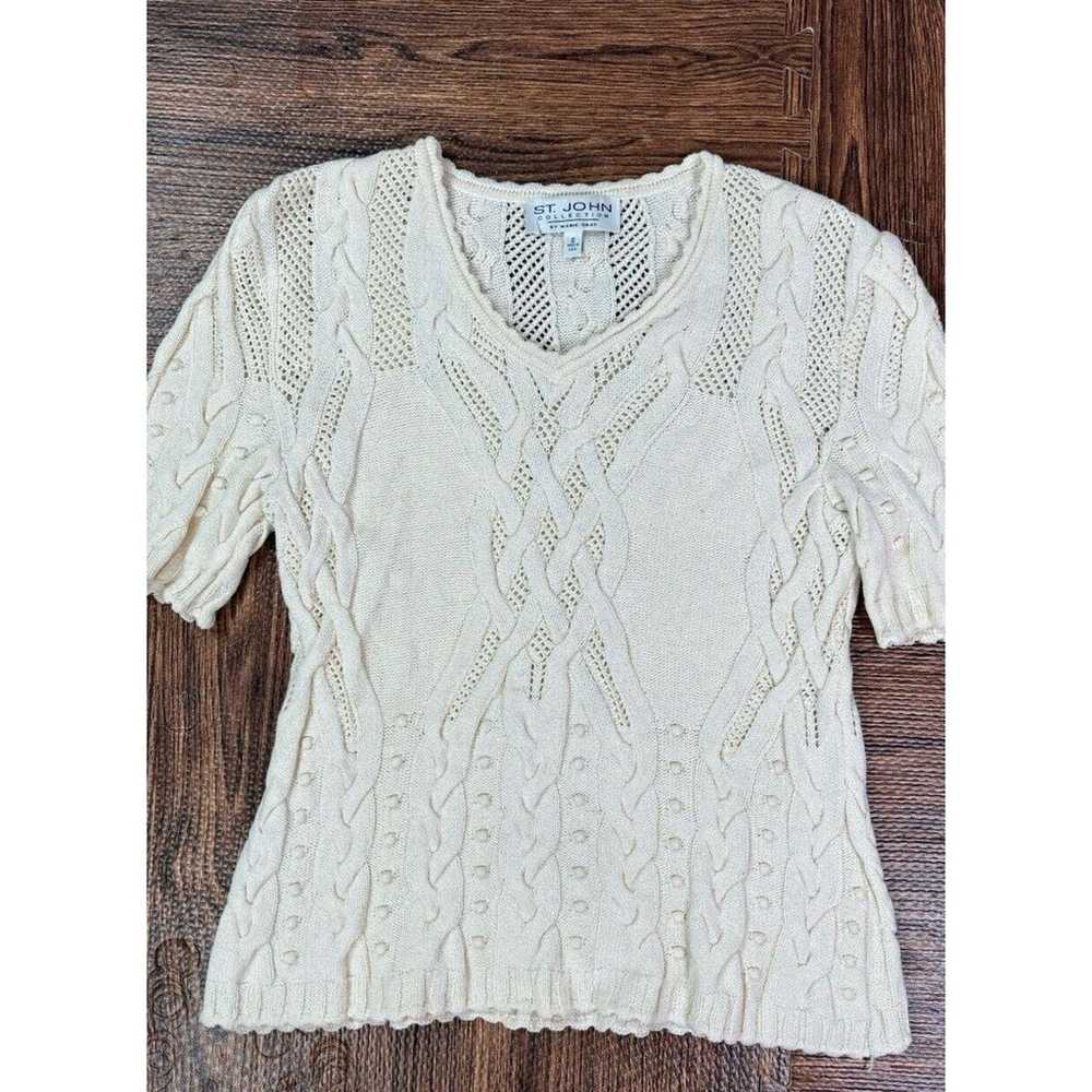 Vintage St. John Cream Knit Sweater Blouse Top Co… - image 2