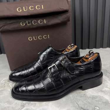 Gucci Monk Straps Dress Crocodile Leather