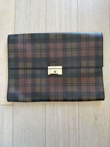 Prada Plaid Leather Portfolio Briefcase Handbag