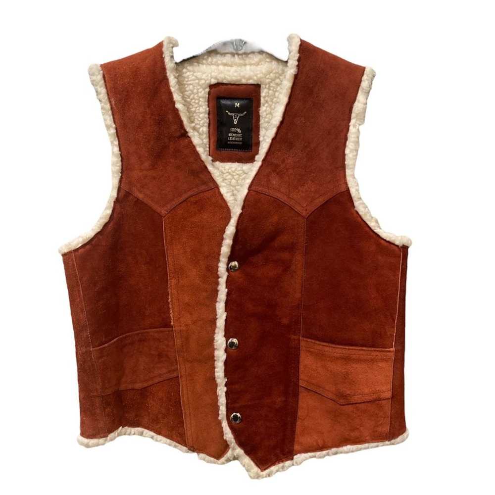 Vintage Vintage Suede Sherba Lined Vest Western B… - image 1