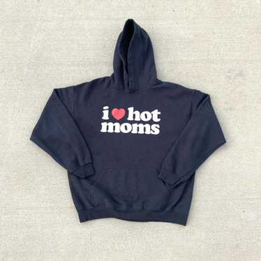 Streetwear I LOVE HOT MOMS Black Hoodie Sweatshir… - image 1