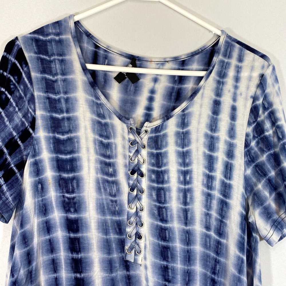 Vintage Very J Womens Blue Tie Dye Lace Up Round … - image 3