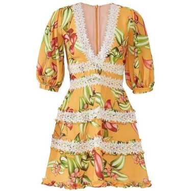 Patbo PatBO Floral Yellow/Orange Dress | Size 6 - image 1