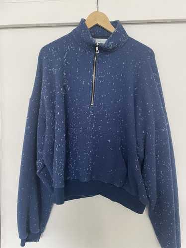 John Elliott Blue Spec Wool Quarter Zip Sweater M - image 1