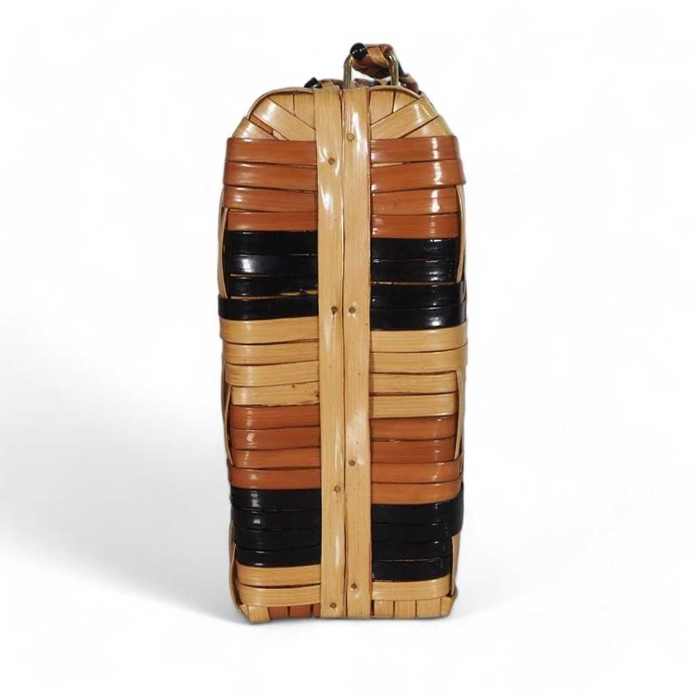 Vintage 50/60s Wicker Woven Cane Box Handbag Purs… - image 2
