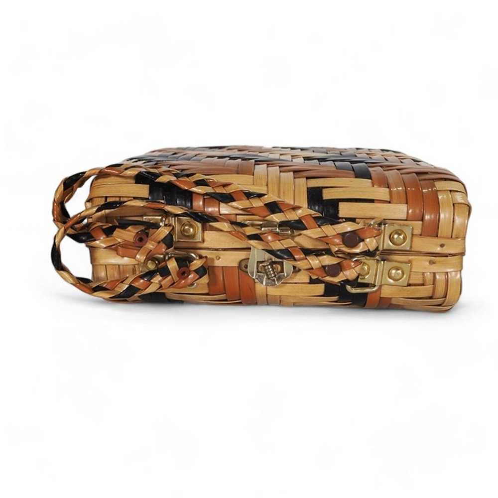 Vintage 50/60s Wicker Woven Cane Box Handbag Purs… - image 5